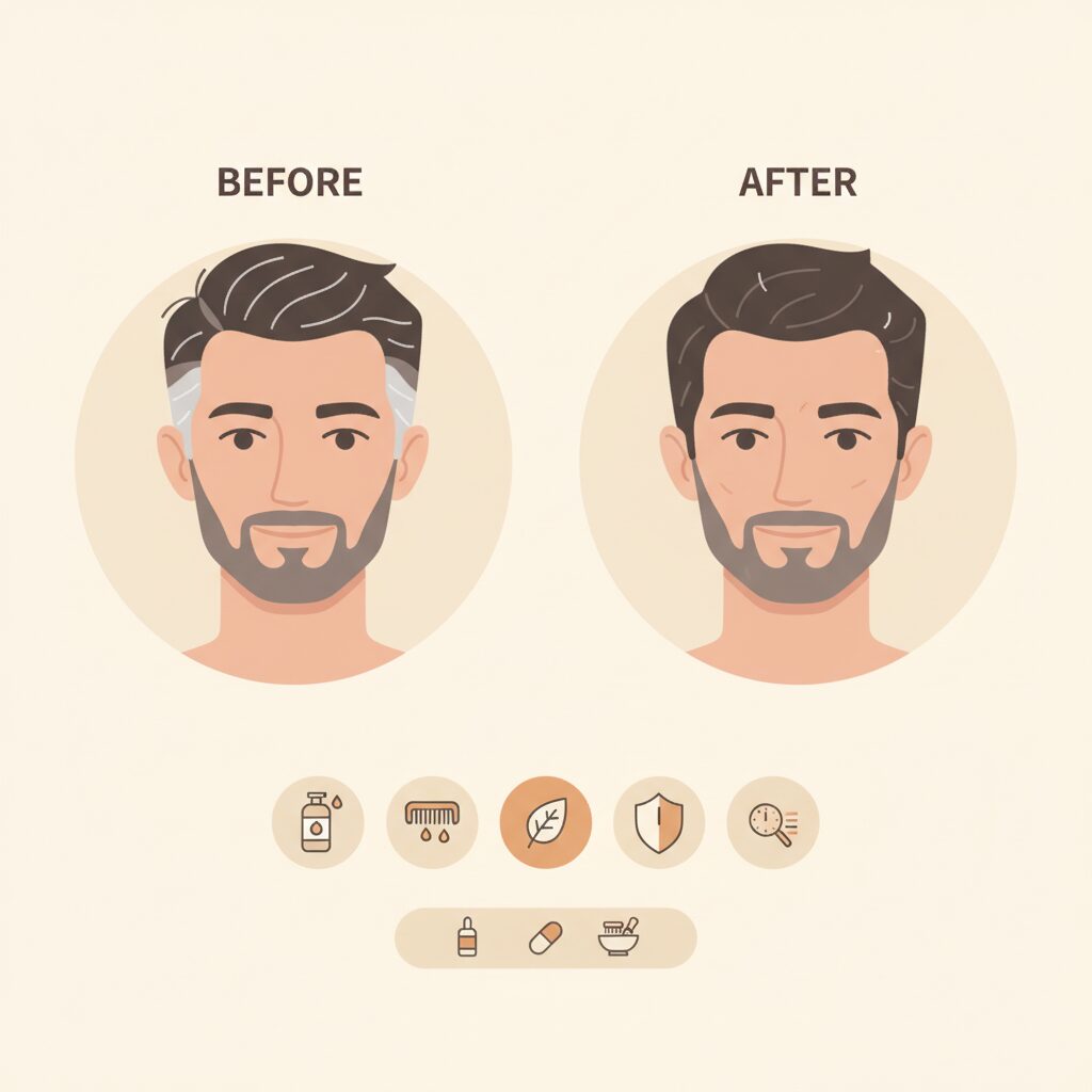 白髪予防と対策を実践する30代男性のイメージ画像